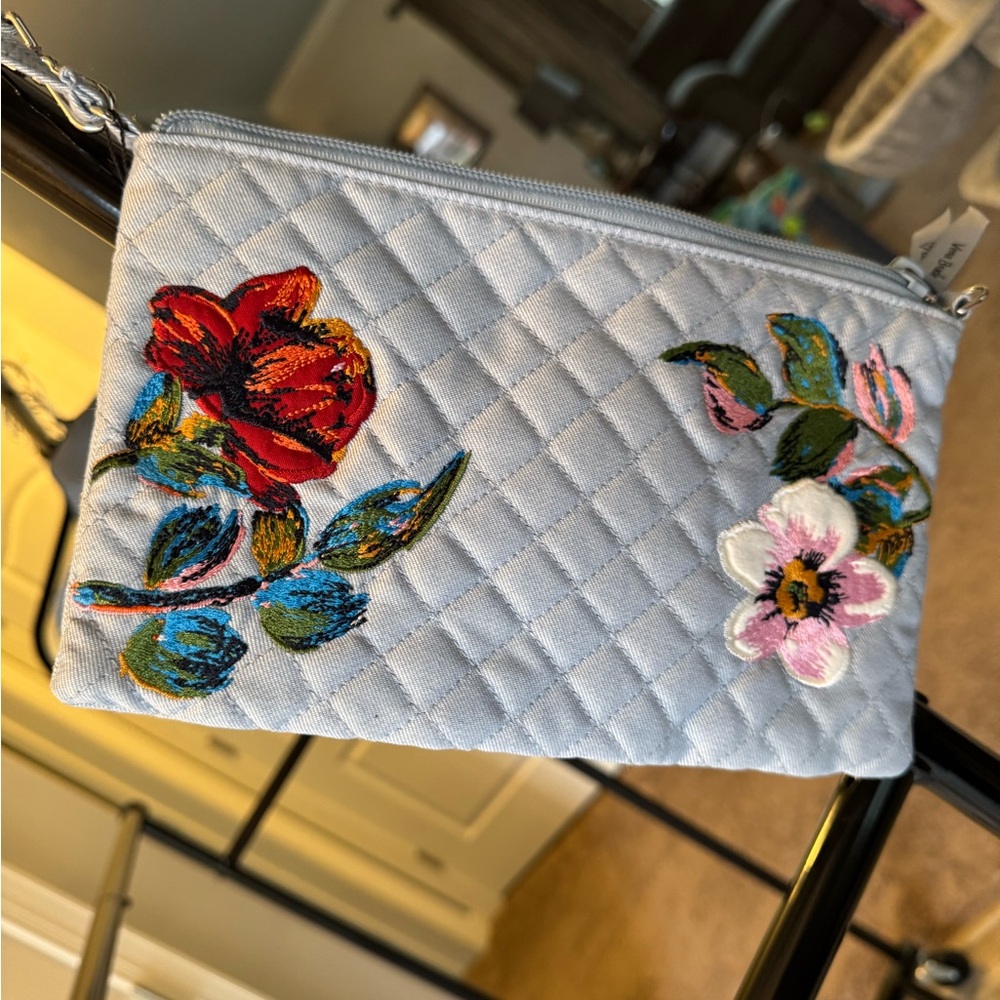 Vera Bradley Floral Embroidered Quilted Wristlet
